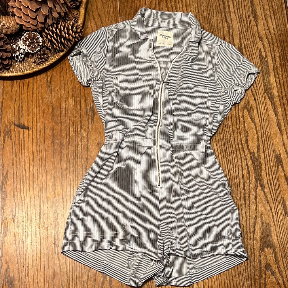 Abercrombie & Fitch Striped Utility Romper
